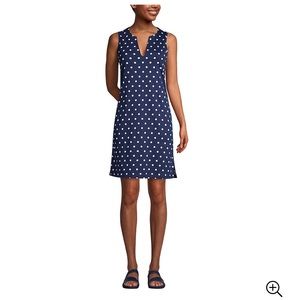Lands End Cotton Jersey Sleeveless Swim Cover-up Dress Print